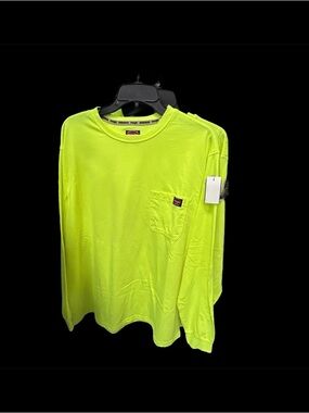 Wrangler Neon Lime Long-Sleeve Pocket Tee